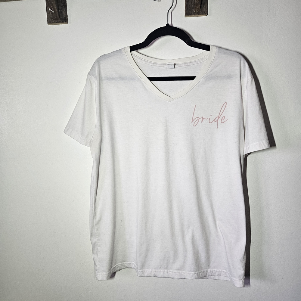 White 'Bride' V-Neck T-Shirt